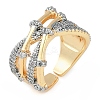 Brass Micro Pave Clear Cubic Zirconia Finger Ring RJEW-Q819-27G-1