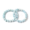 Round Natural Hemimorphite Beaded Stretch Bracelets for Men Women BJEW-B136-01C-4