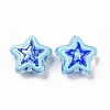 UV Plating Rainbow Iridescent Acrylic Beads OACR-A018-04F-2