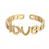 304 Stainless Steel Word Love Open Cuff Ring RJEW-T023-72G-1