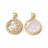 Rack Plating Brass Shell Pendants KK-D087-25G-12-1