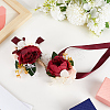 2Pcs 2 Style Silk Cloth Rose with Satin Ribbon Corsage Boutonniere & Wrist Corsages AJEW-CP0005-94-3
