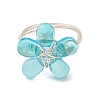 8Pcs 8 Colors Eco-Friendly Copper Wire Wrapped Transparent Glass Finger Rings RJEW-JR00982-4