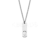 304 Stainless Steel Rectangle with Laser Cut Initial Pendant Necklaces FS-WG71FEF-19-1