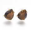 Natural Tiger Eye Stud Earrings X-EJEW-L196-03H-1