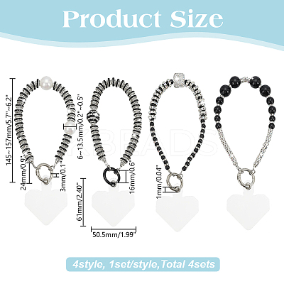 4 Bags 4 Styles Rhinestone & ABS Plastic Beads Beads Mobile Straps AJEW-AR0002-73-1