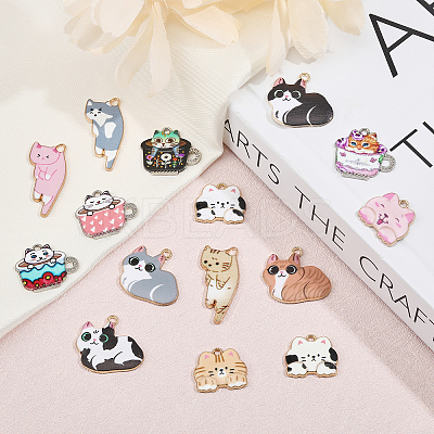 48PCS 24 Style Rack Plating Alloy Enamel Pendants ENAM-CA0001-57-1