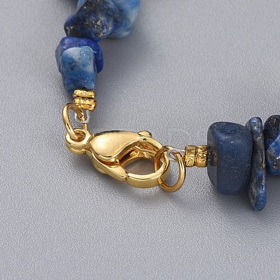 Natural Lapis Lazuli Chip Beaded Bracelets BJEW-JB04933-04-1