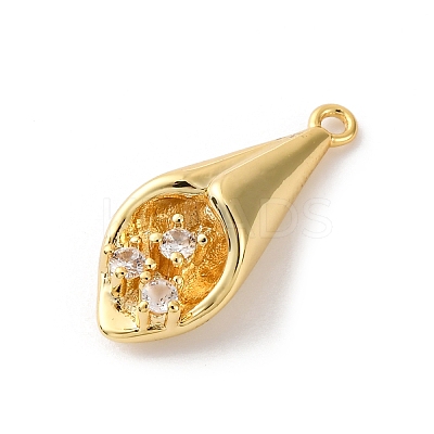 Brass Pave Clear Cubic Zirconia Pendants KK-V016-07G-1