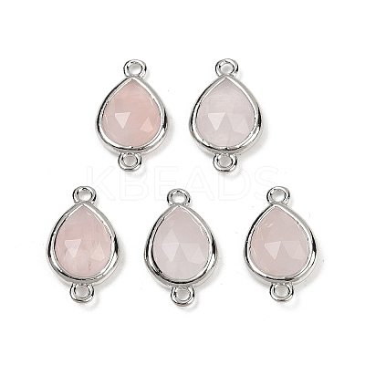 Natural Rose Quartz Faceted Connector Charms G-L514-048G-10-1