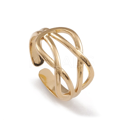 Ion Plating(IP) 304 Stainless Steel Cuff Rings RJEW-G285-40G-1