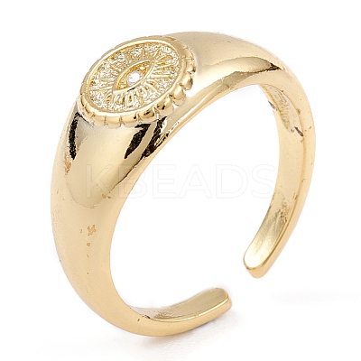 Brass Clear Cubic Zirconia Cuff Rings RJEW-B034-16G-1