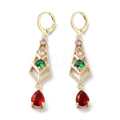 Teardrop Rack Plating Golden Brass Dangle Leverback Earrings EJEW-A030-06G-02-1