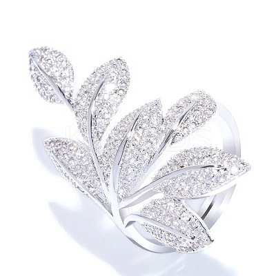 Brass Micro Pave Clear Cubic Zirconia Finger Rings FS-WG77E03-02-1