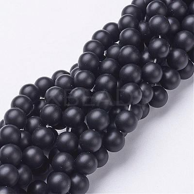 Natural Black Agate Beads Strands G-D543-8mm-1