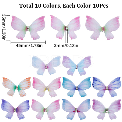 100Pcs 10 Colors Gradient Color Double Layer Fibre Tulle Ornament Accessories FIND-SC0005-79-1