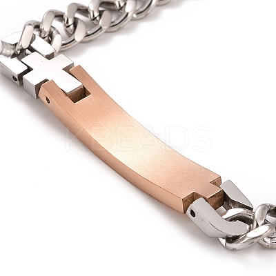 Crystal Rhinestone Rectangle & Cross Link Bracelet LS-STAS-E160-30RGP-01-1