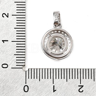 925 Sterling Silver Crystal Moissanite Rhinestone Flat Round Charms STER-D308-03P-1