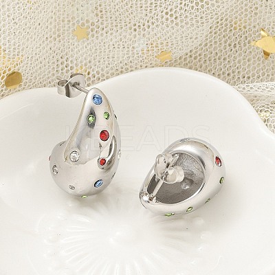 304 Stainless Steel Teardrop Stud Earrings EJEW-B108-05P-B-1