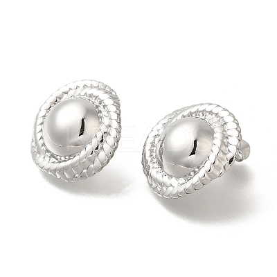 304 Stainless Steel Flat Round Stud Earrings for Women EJEW-S227-61P-1