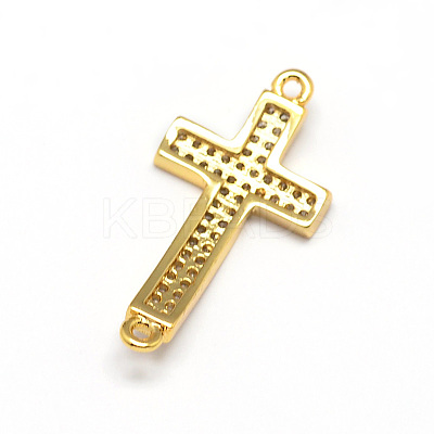 Curved Latin Sideways Cross Brass Micro Pave Cubic Zirconia Links ZIRC-E010-02G-1