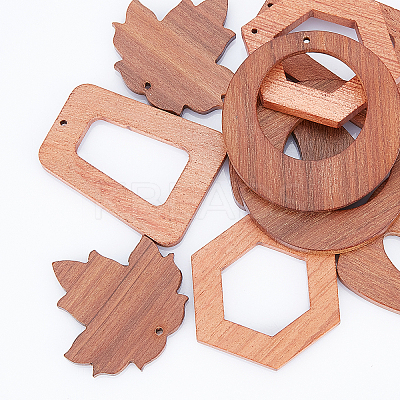 10Pcs 5 Styles Autumn Theme Wood Pendants WOOD-CA0001-53-1