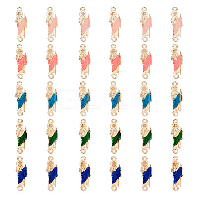 30Pcs 5 Colors Religion Alloy Enamel Connector Charms FIND-GO0001-62-1