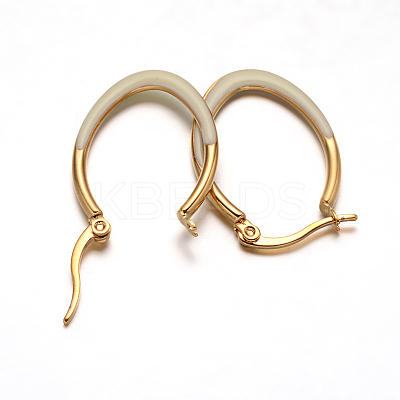 Oval 304 Stainless Steel Enamel Hoop Earrings EJEW-L139-12G-1