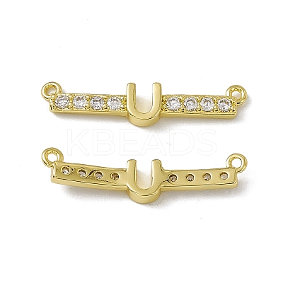 Rack Plating Brass Micro Pave Clear Cubic Zirconia Connector Charms KK-C007-37G-U-1