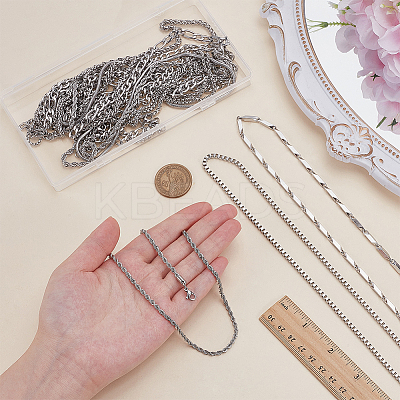12Pcs 12 Styles 304 Stainless Steel Chain Necklaces NJEW-PH0001-43-1