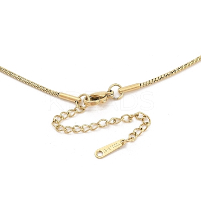 304 Stainless Steel Flower Pendant Round Snake Chain Necklaces NJEW-H044-07G-1