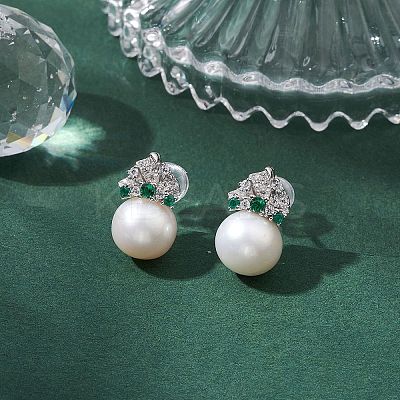 Natural Pearl Ear Studs EJEW-P286-38P-1