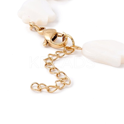 Natural Shell Tulip Link Chain Bracelet BJEW-C015-04G-1