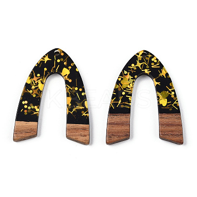 Opaque Resin & Walnut Wood Pendants RESI-N039-42-1