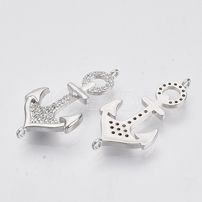 Brass Micro Pave Clear Cubic Zirconia Links Connectors ZIRC-T012-76P-1
