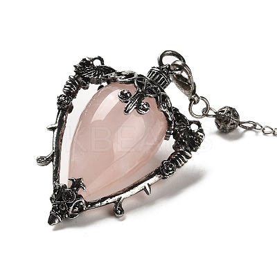 Natural Rose Quartz Triangle Dowsing Pendulum Pendants G-G022-01AS-02-1