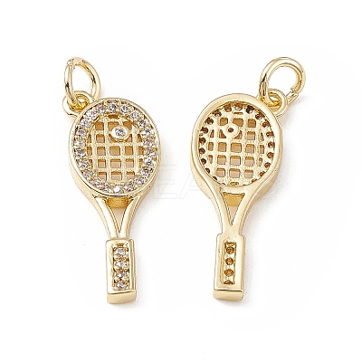 Brass Micro Pave Clear Cubic Zirconia Pendants KK-E068-VB143-1