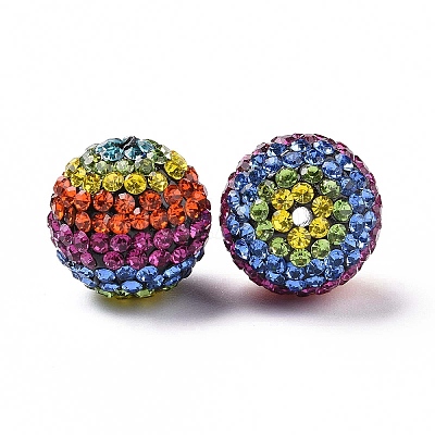 Rainbow Polymer Clay Rhinestone Beads RB-L029-01-1