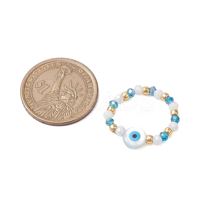 Glass Beaded Stretch Rings for Women RJEW-JR00704-1