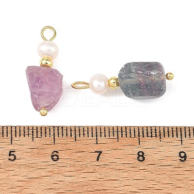 Raw Rough Natural Fluorite and Pearl Pendants PALLOY-JF06010-1