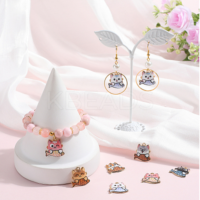 24Pcs 6 Colors Rack Plating Alloy Enamel Pendants FIND-SC0012-11-1