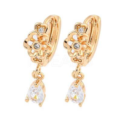 Brass Micro Pave Clear Cubic Zirconia Hoop Earrings EJEW-A107-10B-KCG-1