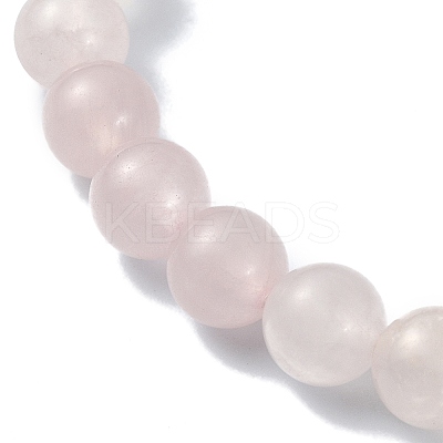 Natural Rose Quartz Round Beaded Stretch Bracelets BJEW-JB09881-06-1