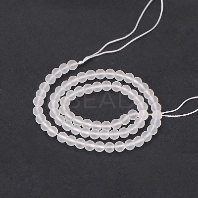 Frosted Natural Quartz Crystal Round Beads Strands G-N0151-09-8mm-1