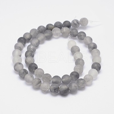 Frosted Natural Cloudy Quartz Round Beads Strands X-G-F255-02-6mm-1