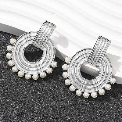 304 Stainless Steel ABS Imitation Pearl Stud Earrings EJEW-M069-02P-1