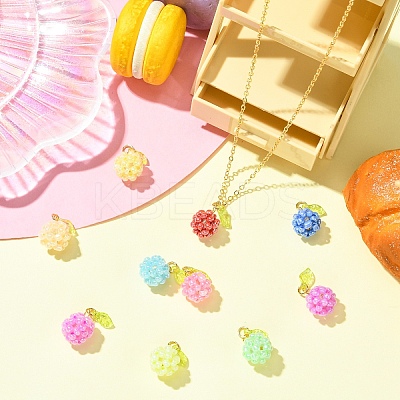 10Pcs 10 Colors Glass Seed Beaded Fruit Charms PALLOY-YW00080-1