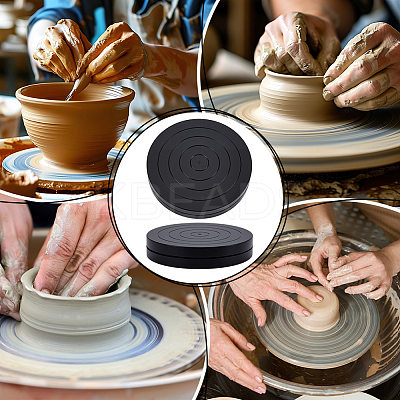 Flat Round Mini Plastic Rotated Turntable Sculpting Pottery Wheel CELT-WH0007-002A-1
