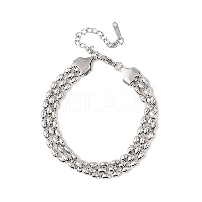 304 Stainless Steel Beads Multi-strand Bracelets BJEW-K287-01P-1