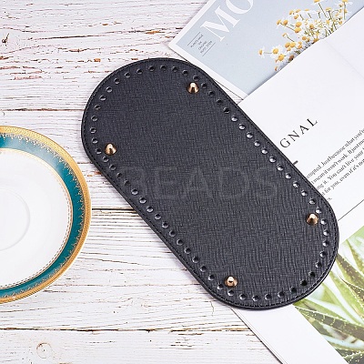 PU Leather Oval Long Bottom for Knitting Bag FIND-WH0032-01A-1